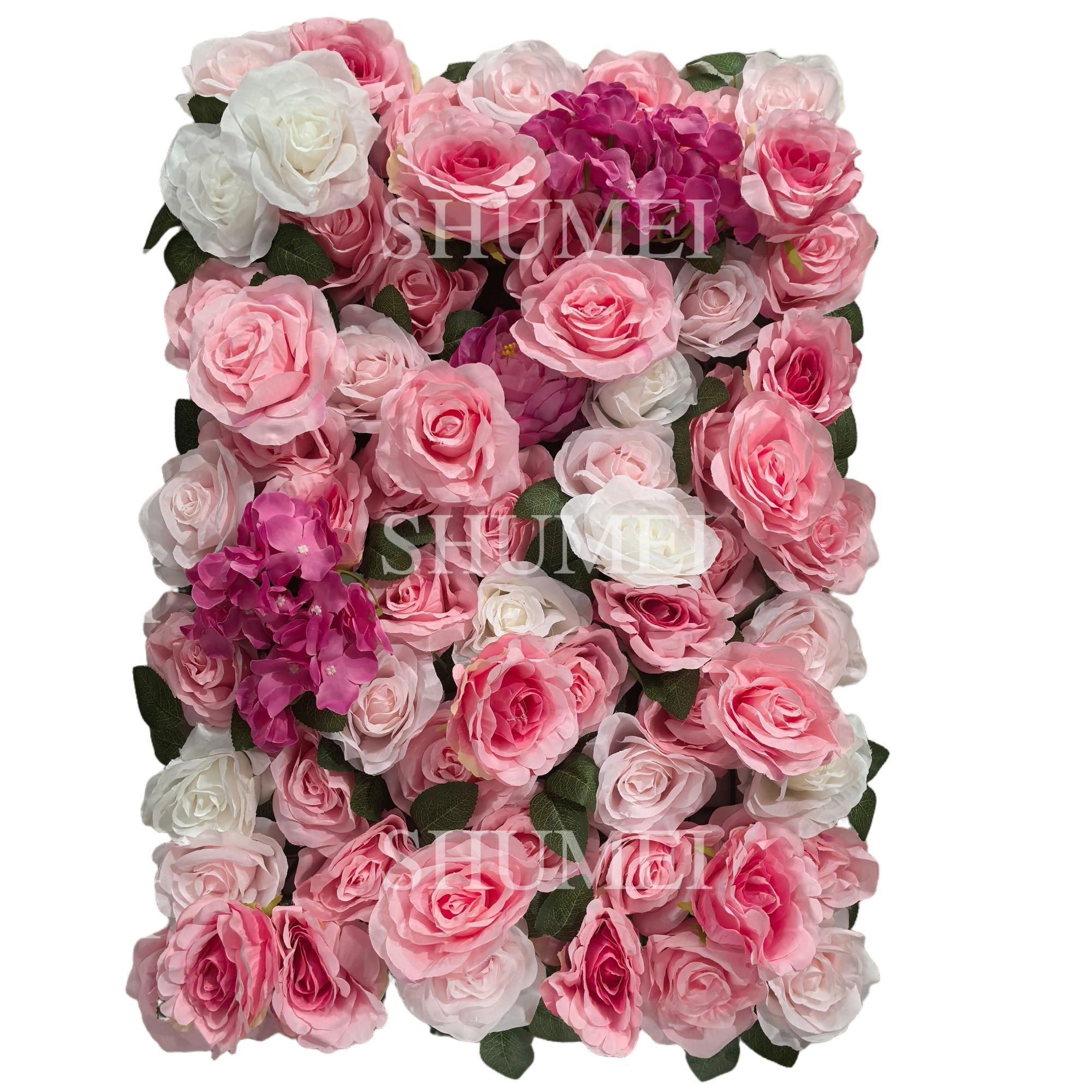 Artificial Flower Wall Panel 40x60cm – Pink Rose Backdrop for Wedding, Party & Event Decor