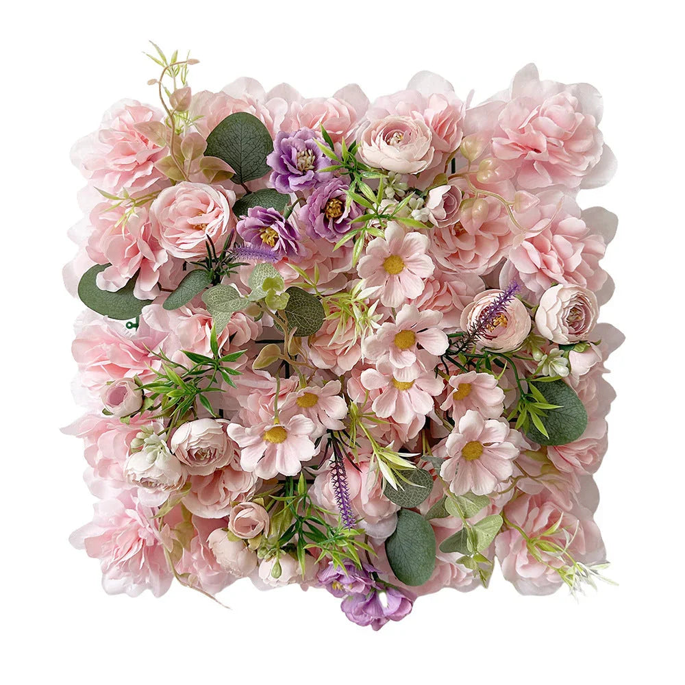 Spring Artificial rose wall flower row background plant wedding arch photography