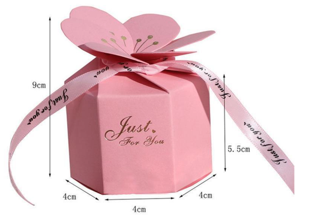 Cherry Blossom Wedding Favor Box – Pink Hexagonal Candy Gift Box