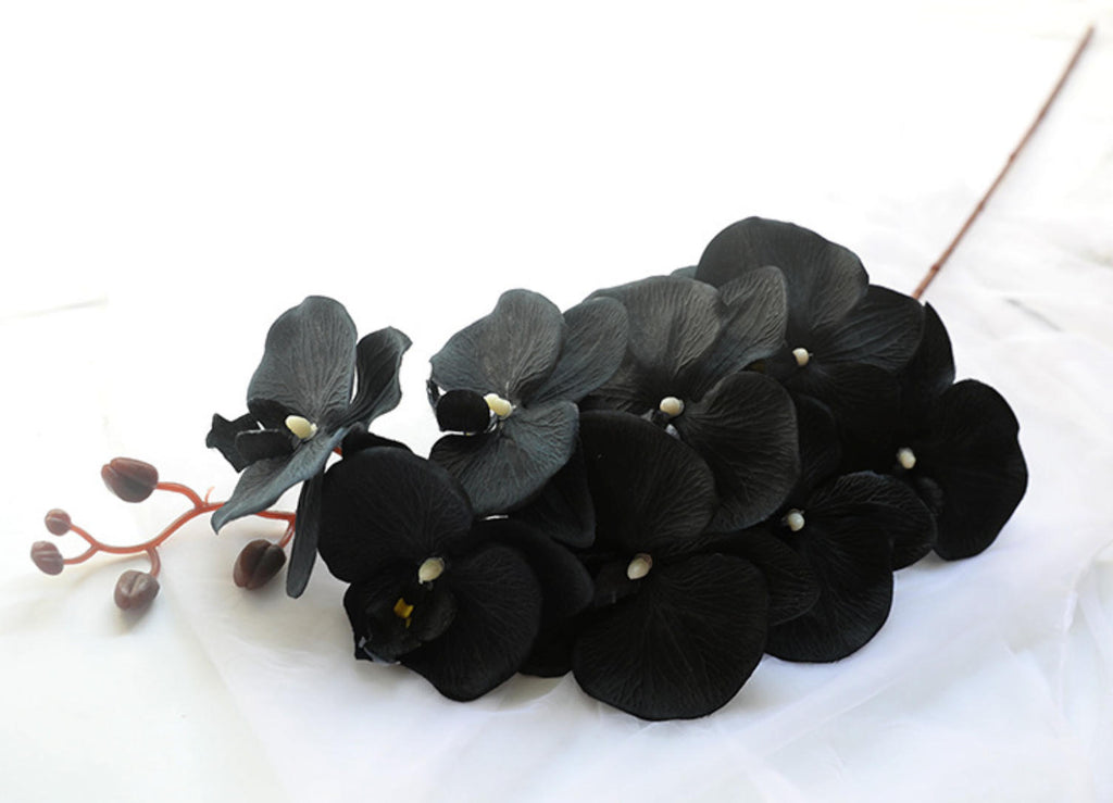 Luxury Real Touch black Phalaenopsis Orchid, Faux Orchid Stem, Elegant Wedding Centerpiece, Artificial Flower Arrangement, Home Decor