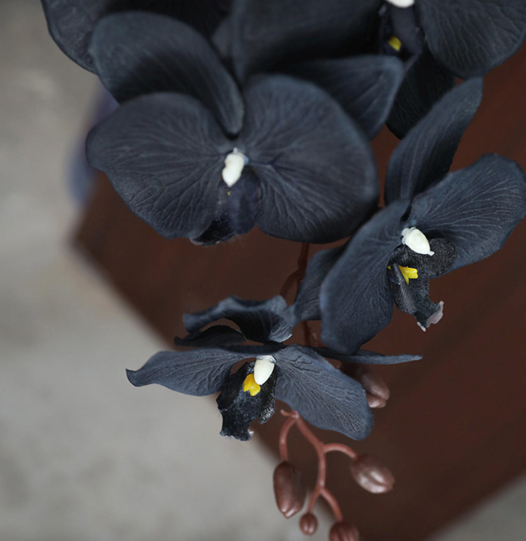 Luxury Real Touch black Phalaenopsis Orchid, Faux Orchid Stem, Elegant Wedding Centerpiece, Artificial Flower Arrangement, Home Decor