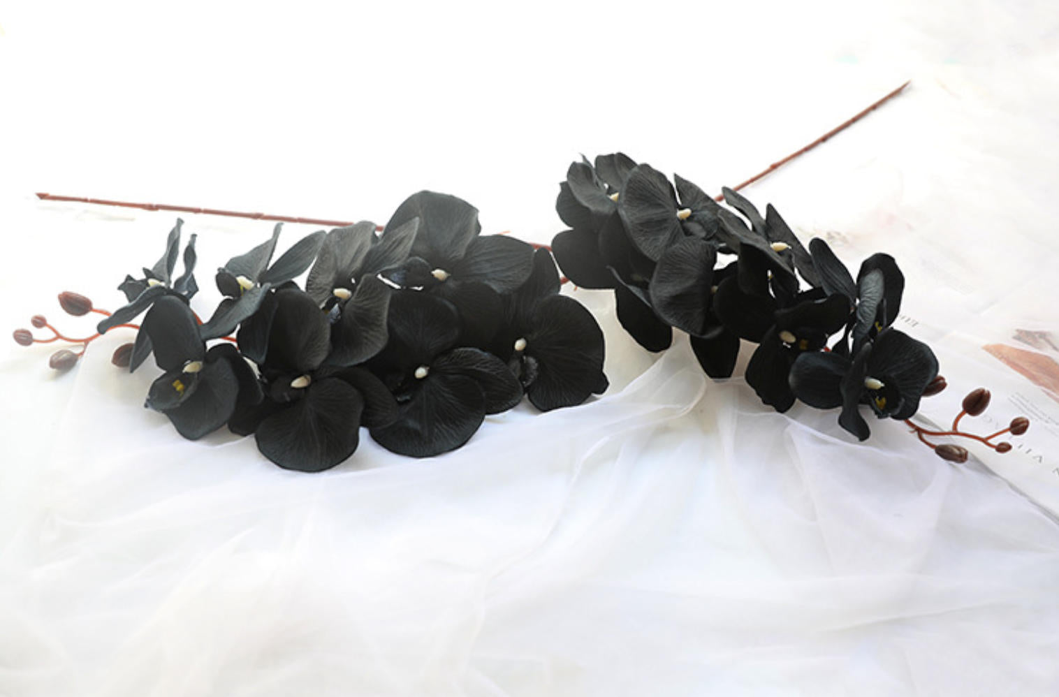 Luxury Real Touch black Phalaenopsis Orchid, Faux Orchid Stem, Elegant Wedding Centerpiece, Artificial Flower Arrangement, Home Decor