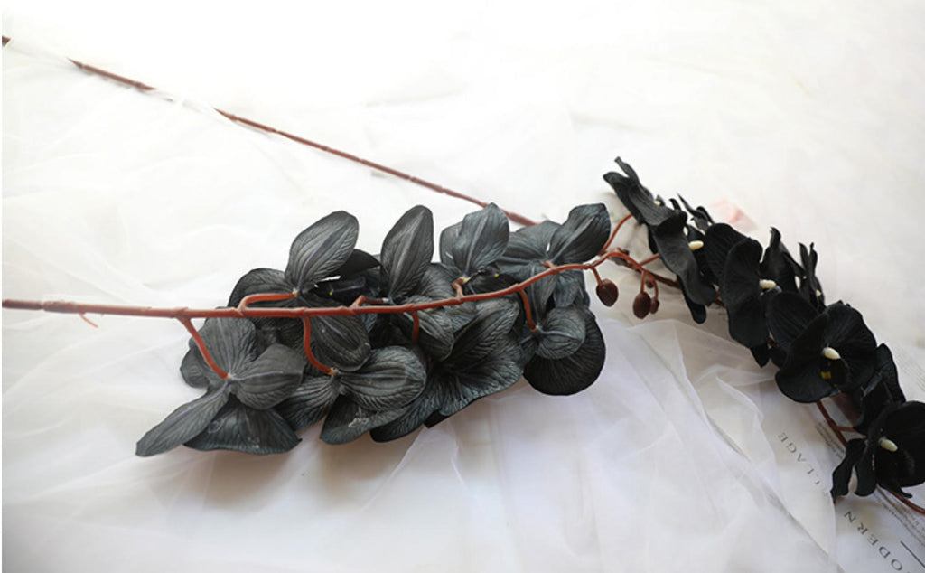 Luxury Real Touch black Phalaenopsis Orchid, Faux Orchid Stem, Elegant Wedding Centerpiece, Artificial Flower Arrangement, Home Decor