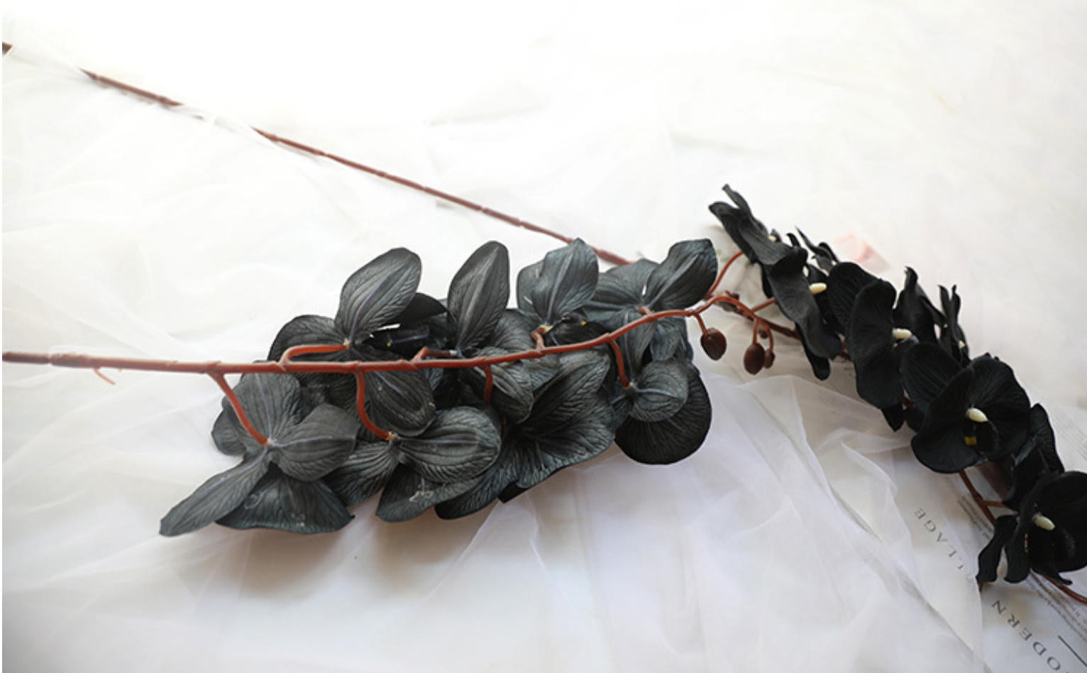 Luxury Real Touch black Phalaenopsis Orchid, Faux Orchid Stem, Elegant Wedding Centerpiece, Artificial Flower Arrangement, Home Decor