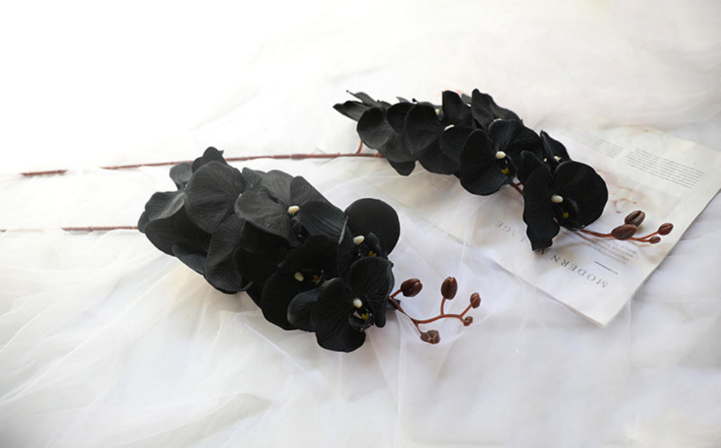 Luxury Real Touch black Phalaenopsis Orchid, Faux Orchid Stem, Elegant Wedding Centerpiece, Artificial Flower Arrangement, Home Decor