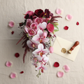 Custom Bridal Bouquet – Burgundy Roses &amp; Pink Orchid Arrangement