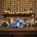 Luxury Blue Cascade Bridal Bouquet – Handmade Orchid Silk Wedding Flowers, Elegant Waterfall Design