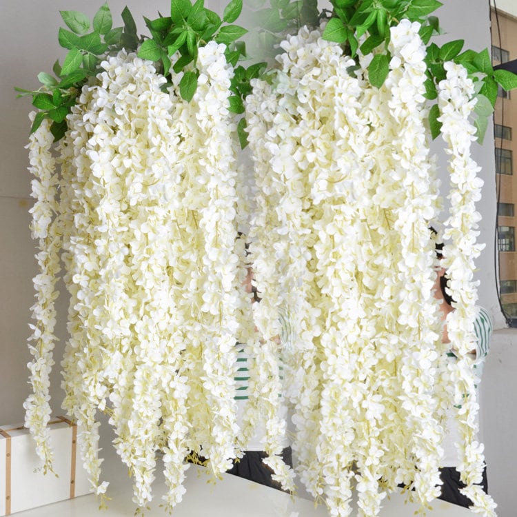 10 pcs Length 1.8m/70.8" Wisteria Garland Hanging Flowers For Outdoor Wedding Ceremony Decor Silk Wisteria Vine Wedding Arch Floral Decora