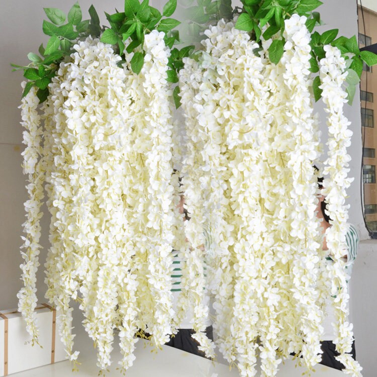 164cm/64.6" Wisteria Garland Hanging Flowers For Outdoor Wedding Ceremony Decor Silk Wisteria Vine Wedding Arch Floral Decoration Shop Decor