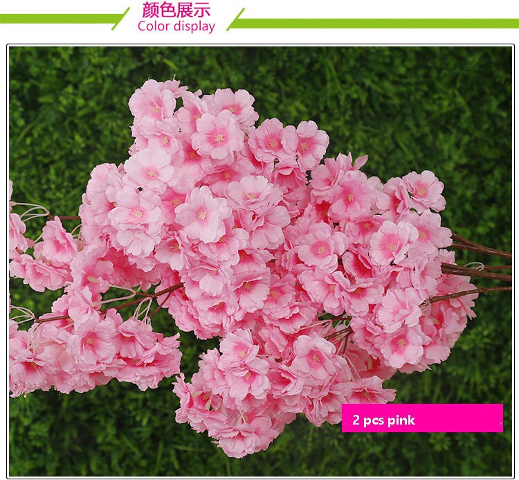 5 Stems Length 100cm/39.37" Artificial Simulation Silk Cherry Blossom Wedding Decoration Flowers Sakura Spring