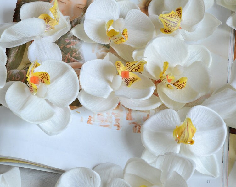 100 Heads Artificial Simulation Orchid butterfly FlowersDiam. 9cm/7cm  DIY Wedding Holiday Decoration Hat Shoes Accessories