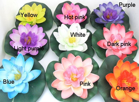 Pink 12 PCS Artificial PE Foam Lotus flowers Water Lily Floating Pool Plants Wedding Home Garden Decoration