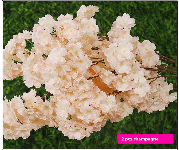 5 Stems Length 100cm/39.97" Artificial Simulation Silk Cherry Blossom Wedding Decoration Flowers Sakura Spring