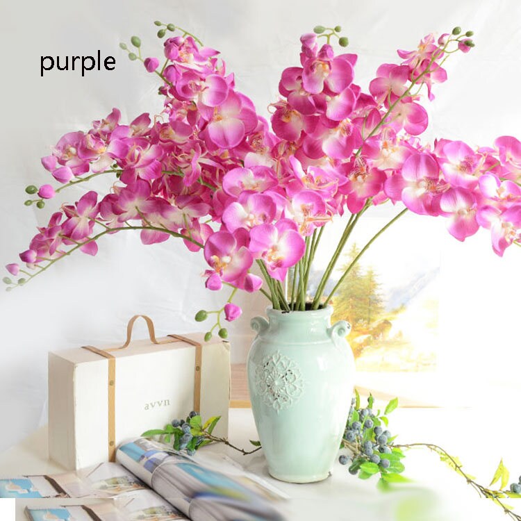10 Stems Artificial Simulation Silk Butterfly Orchid Wedding  Flower Phalaenopsis Party Decorative Flowers  Length 80cm/31.5"