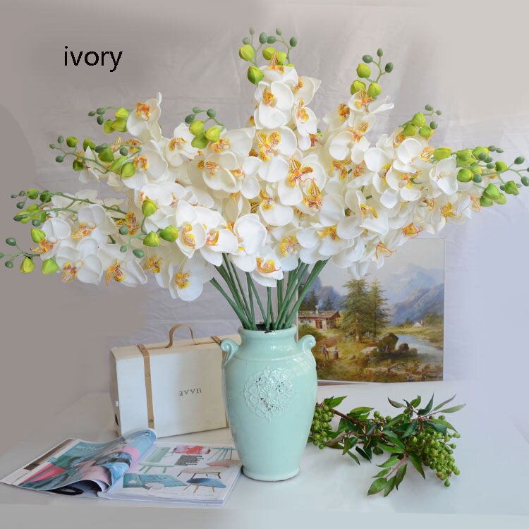 10 Stems Artificial Simulation Silk Butterfly Orchid Wedding  Flower Phalaenopsis Party Decorative Flowers  Length 80cm/31.5"