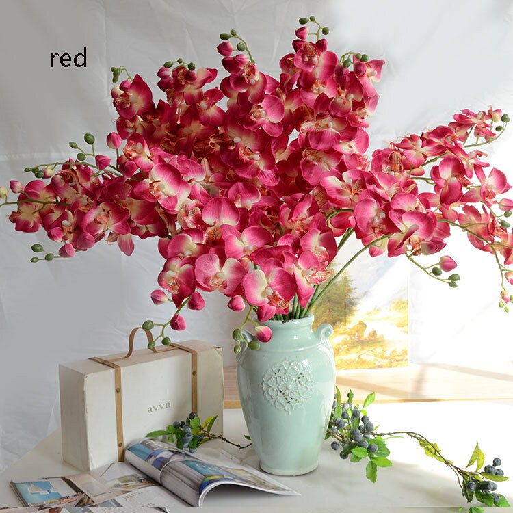 10 Stems Artificial Simulation Silk Butterfly Orchid Wedding  Flower Phalaenopsis Party Decorative Flowers  Length 80cm/31.5"