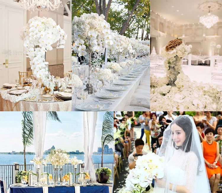 10pcs Ivory Wedding Decoration Artificial Simulation Silk Orchids Butterfly Phalaenopsis For Party Center Table Flower