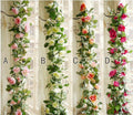 Flower Ivy Length 2.3m/90" Artificial Silk Rose Garland 2 Strands Fake Flower Ivy Leaf Vine Plants Home Hanging  Wedding Decoration