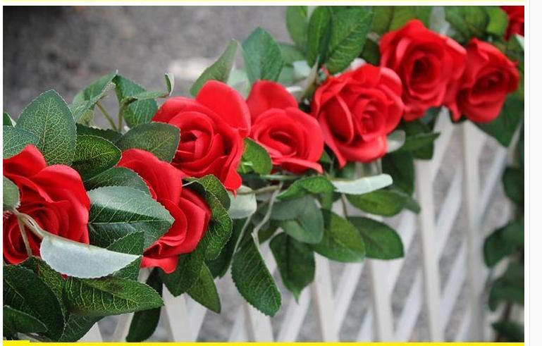 Flower Ivy Length 2.3m/90" Artificial Silk Rose Garland 2 Strands Fake Flower Ivy Leaf Vine Plants Home Hanging  Wedding Decoration