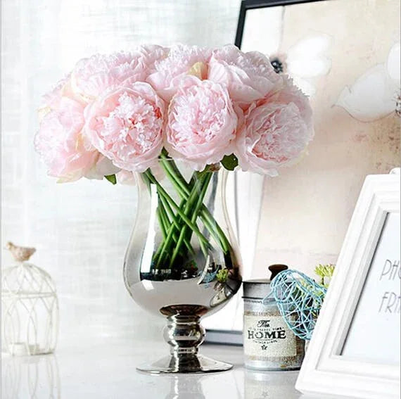 Silk Peony Bouquet Quality Wedding Flowers 5 Heads Artificial Peonies Bouquet For Bridal Bridesmaids Bouquet DIY Flowers Centerpieces