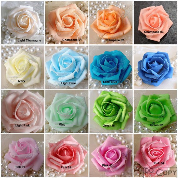 100 PCS PE Foam Flowers Diam.6-7cm DIY Pomander Kissing Ball  Foam Rose Heads Wedding Home Decorative Flowers Supplies