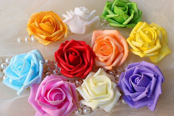 100 PCS PE Foam Flowers Diam.6-7cm DIY Pomander Kissing Ball  Foam Rose Heads Wedding Home Decorative Flowers Supplies