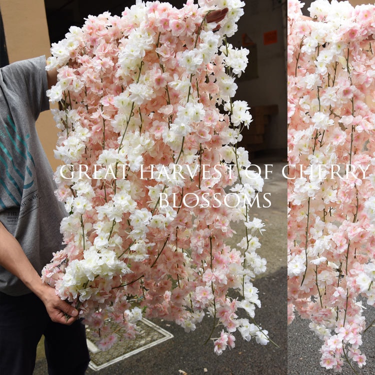Cherry Blossoms Vine 180cm/70.86" Sakura Peach Blossom Rattan For Wedding Ceremony Table Decor Outdoor Arch Decor Cherry Vine 5pcs