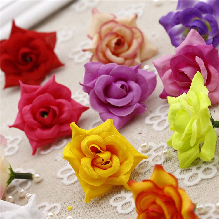 100 Heads Artifical Simulation Silk little Rose Wedding Flower DIY garland  Accessories Decor Flower Head Diam.4cm