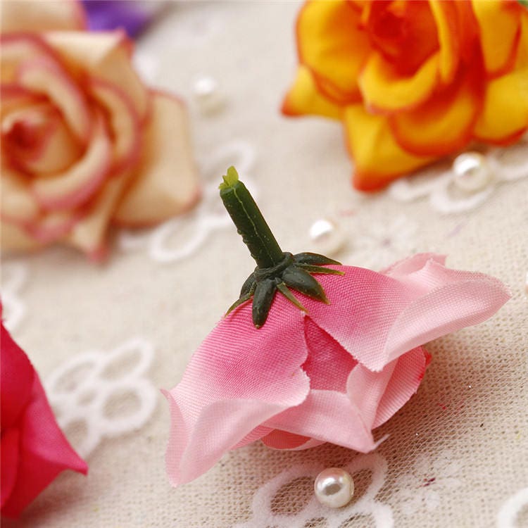 100 Heads Artifical Simulation Silk little Rose Wedding Flower DIY garland  Accessories Decor Flower Head Diam.4cm