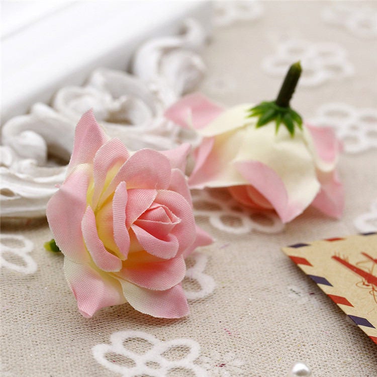 100 Heads Artifical Simulation Silk little Rose Wedding Flower DIY garland  Accessories Decor Flower Head Diam.4cm