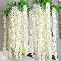 White Wisteria Garland 70" Hanging Flowers 5pcs For Outdoor Wedding Ceremony Decor Silk Wisteria Vine Wedding Arch Floral Decor No Leaves