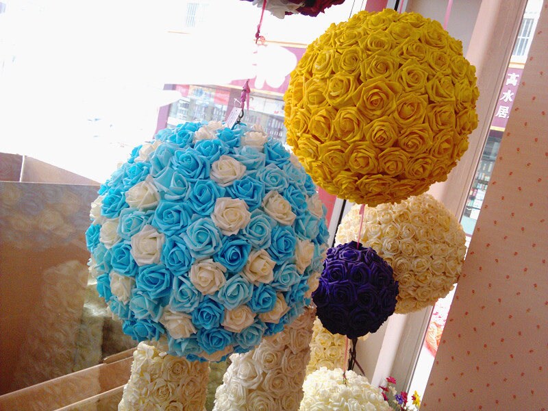 100 PCS PE Foam Flowers Diam.6-7cm DIY Pomander Kissing Ball  Foam Rose Heads Wedding Home Decorative Flowers Supplies