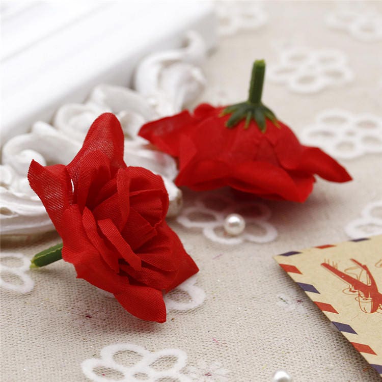 100 Heads Artifical Simulation Silk little Rose Wedding Flower DIY garland  Accessories Decor Flower Head Diam.4cm
