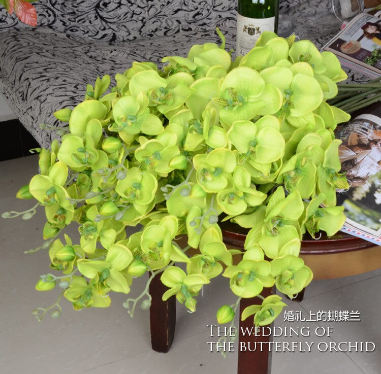 10 Stems Artificial Simulation Silk Butterfly Orchid Wedding  Flower Phalaenopsis Party Decorative Flowers  Length 80cm/31.5"