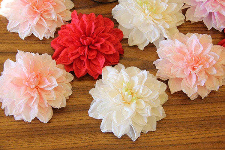30 Heads Dahlia Flower Diam.15cm/5.91" Artificial Simulation Silk Dahlia DIY Wedding Flower Wall Backdrops Holiday Decoration Accessories