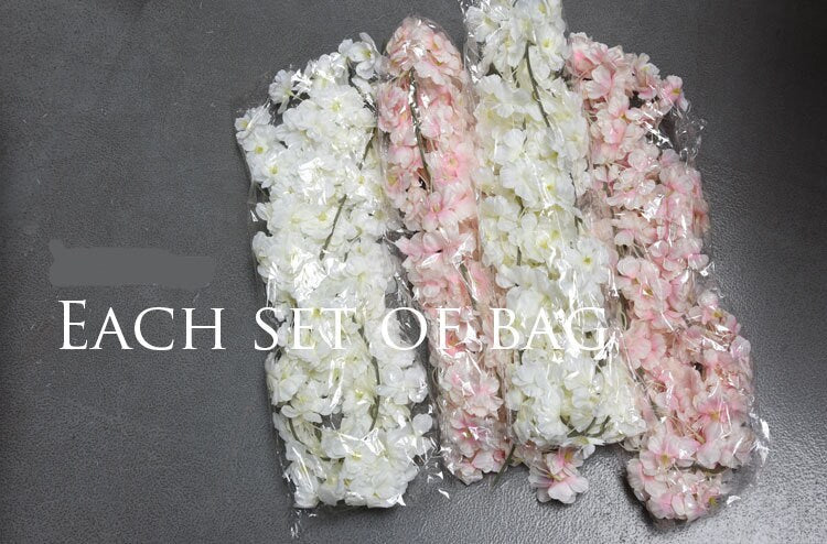 Cherry Blossoms Vine 180cm/70.86" Sakura Peach Blossom Rattan For Wedding Ceremony Table Decor Outdoor Arch Decor Cherry Vine 5pcs