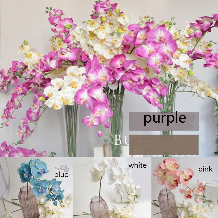 10 Stems Artificial Simulation Silk Butterfly Orchid Wedding  Flower Phalaenopsis Party Decorative Flowers  Length 80cm/31.5"