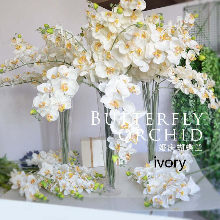 10 Stems Artificial Simulation Silk Butterfly Orchid Wedding  Flower Phalaenopsis Party Decorative Flowers  Length 80cm/31.5"