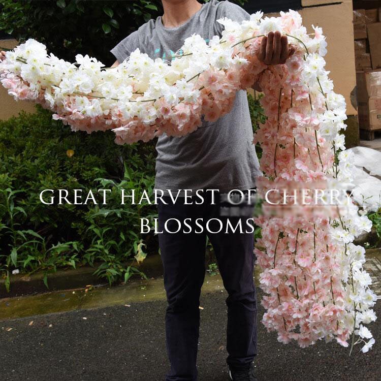 10 PCS Artifical Cherry Floral  Sakura Blossom Rattan For Outdoor Wedding  Backdrop Decor Vine Wedding Road Lead Floral For Photography