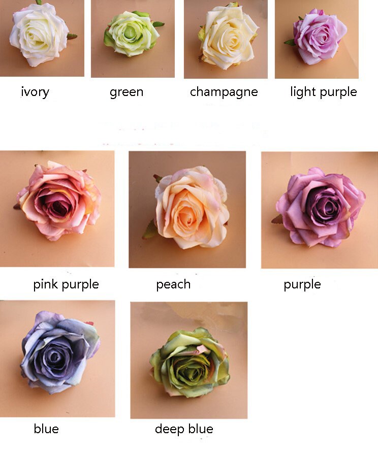 Wholesale 50 Heads Wedding Flower Artificial Simulation Silk Rose Diam.8cm/3.15" Wedding Event  Decoration Floral DIY Background Layout
