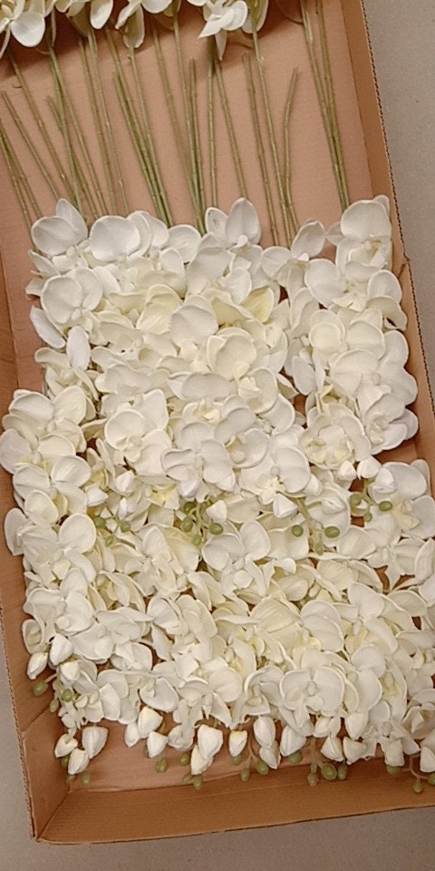 10pcs Ivory Wedding Decoration Artificial Simulation Silk Orchids Butterfly Phalaenopsis For Party Center Table Flower