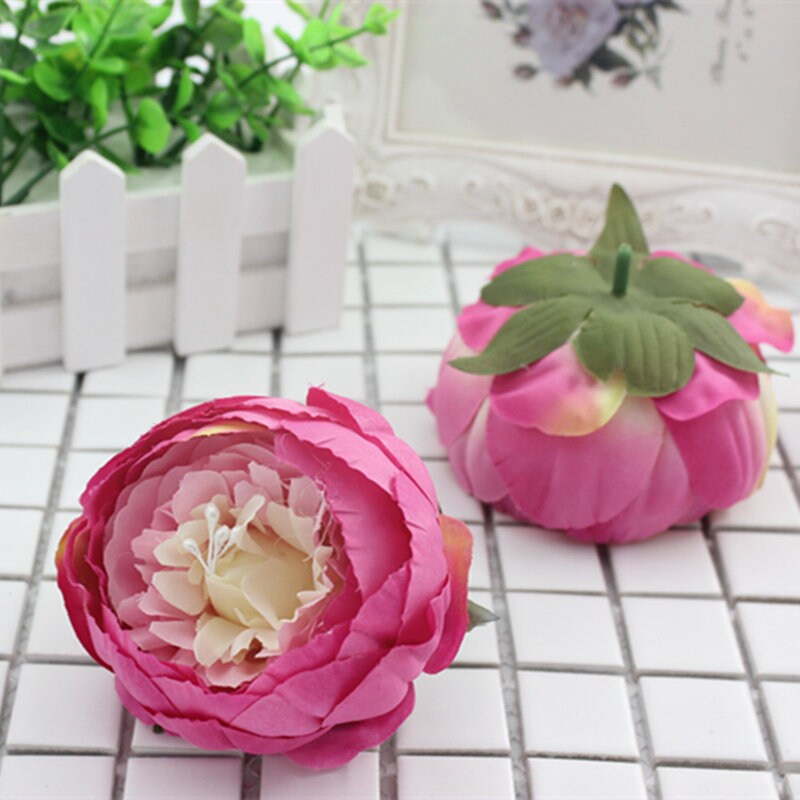 30 Heads Artificial Simulation Silk Peony Camellia Flower Head Diam.9cm/3.54"  DIY Wedding Wall Christmas DIY Decoration Flowers