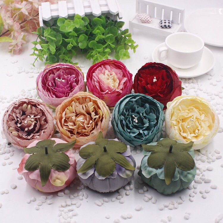 30 Heads Artificial Simulation Silk Peony Camellia Flower Head Diam.9cm/3.54"  DIY Wedding Wall Christmas DIY Decoration Flowers