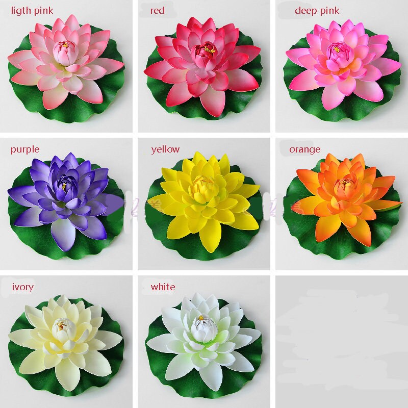 6 PCS Diam.17cm/6.69" Artificial PE Foam Lotus Flowers Simulation Water Lily Floating Pool Plants Wedding Home Garden Decoration