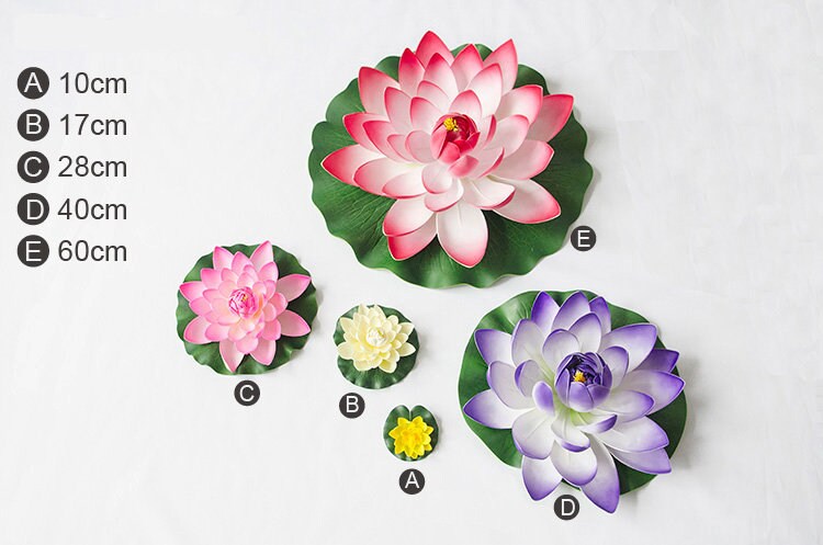 Big Size Diam.40cm/15.75" Artificial PE Foam Lotus Flowers Simulation Water Lily Floating Pool Plants Wedding Garden Decoration