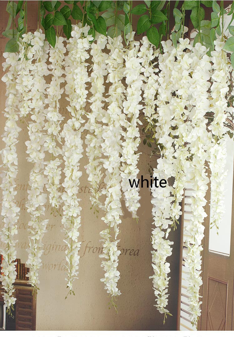 Lavender Color Vines 10pcs Length 60/90/120cm Silk Wisteria Vine Garland Hanging Flowers For Outdoor Wedding Ceremony Arch Floral Decoration