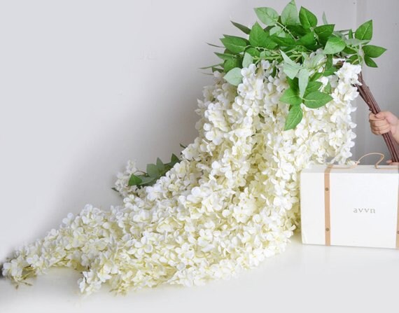 164cm/64.6" Wisteria Garland Hanging Flowers For Outdoor Wedding Ceremony Decor Silk Wisteria Vine Wedding Arch Floral Decoration Shop Decor