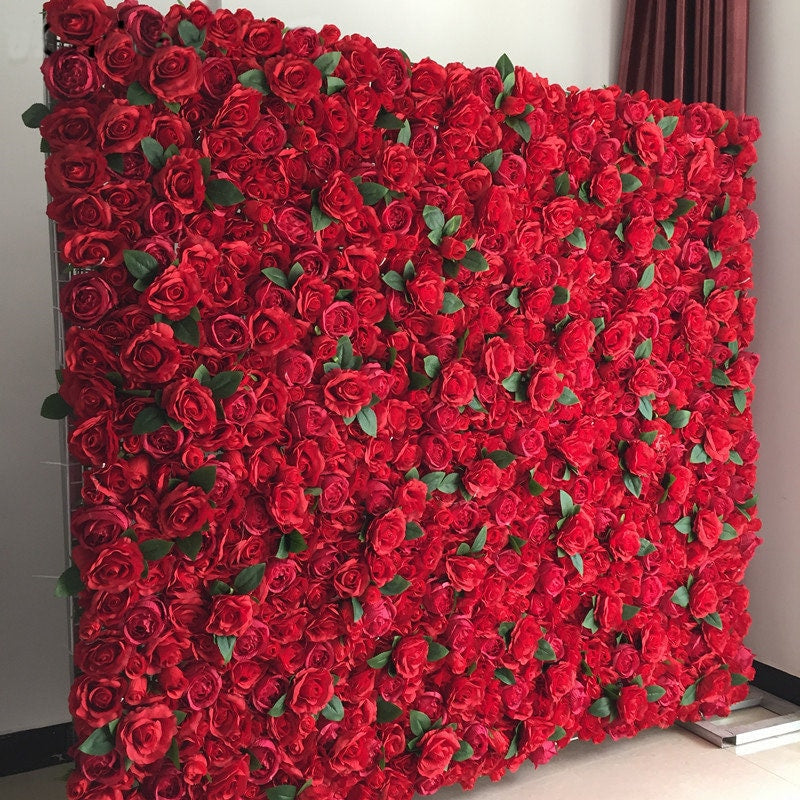 Red Rose Wedding Flower For Romantic Photography Backdrop Bridal Shower Special Event Arrangement Decor Fake Floral Panels
