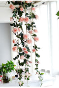 2 Strands Flower Ivy Length 1.8m/70.86" Artificial Silk Vine Rose Garland Home Outdoor Decor Flowers Wedding Christmas Decoration