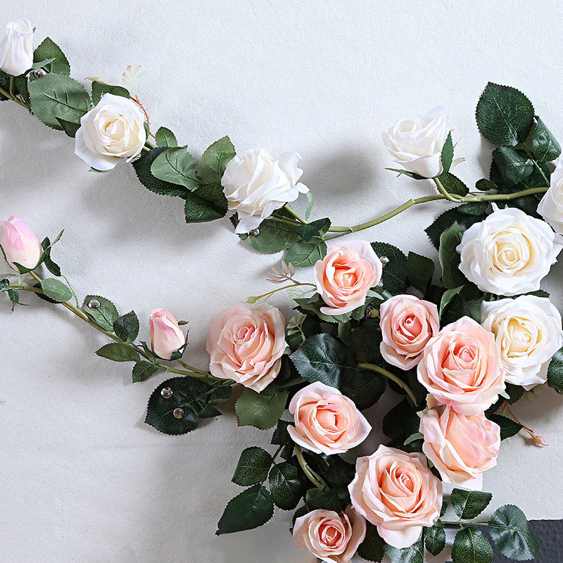 High Quality Artificial Flower Garland  Simulation Vine Rose Garland Home Outdoor Decor Flowers Wedding Christmas Home Party Hang Decoration